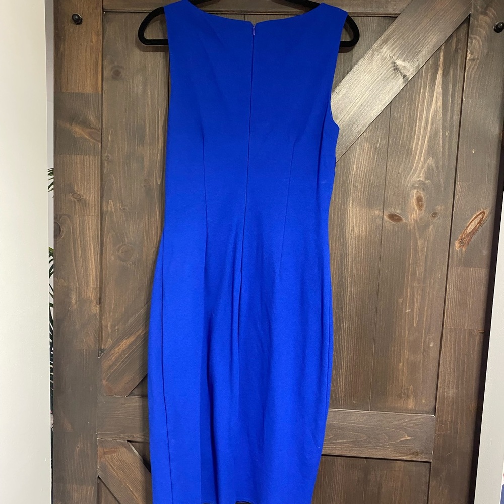 Cache Blue Ruched Sheath Midi Dress - Picture 2 of 4